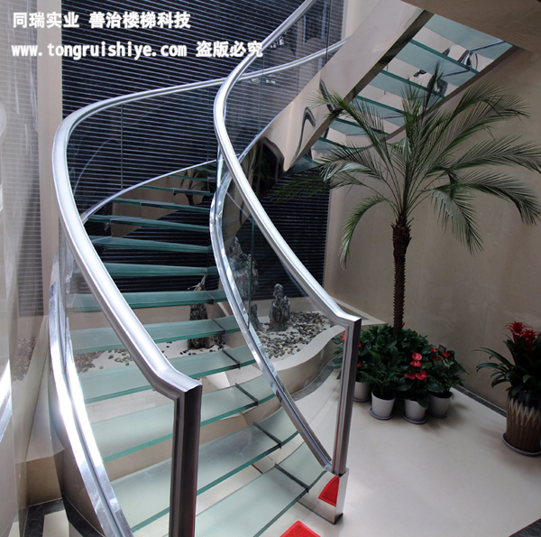 玻璃旋转楼梯 悬浮型楼梯